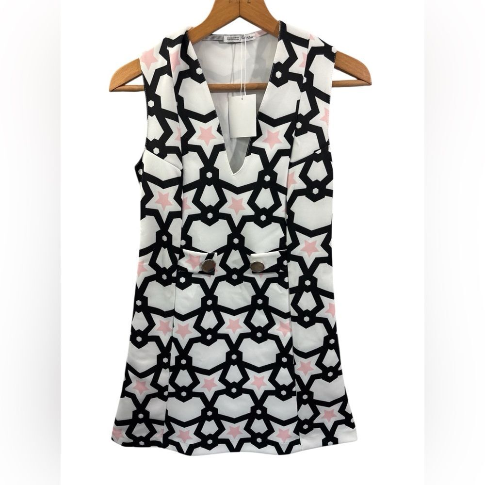 Zara NWT w/b collection shift dress sz S Mini Shift 60s Twiggy inspired Stars